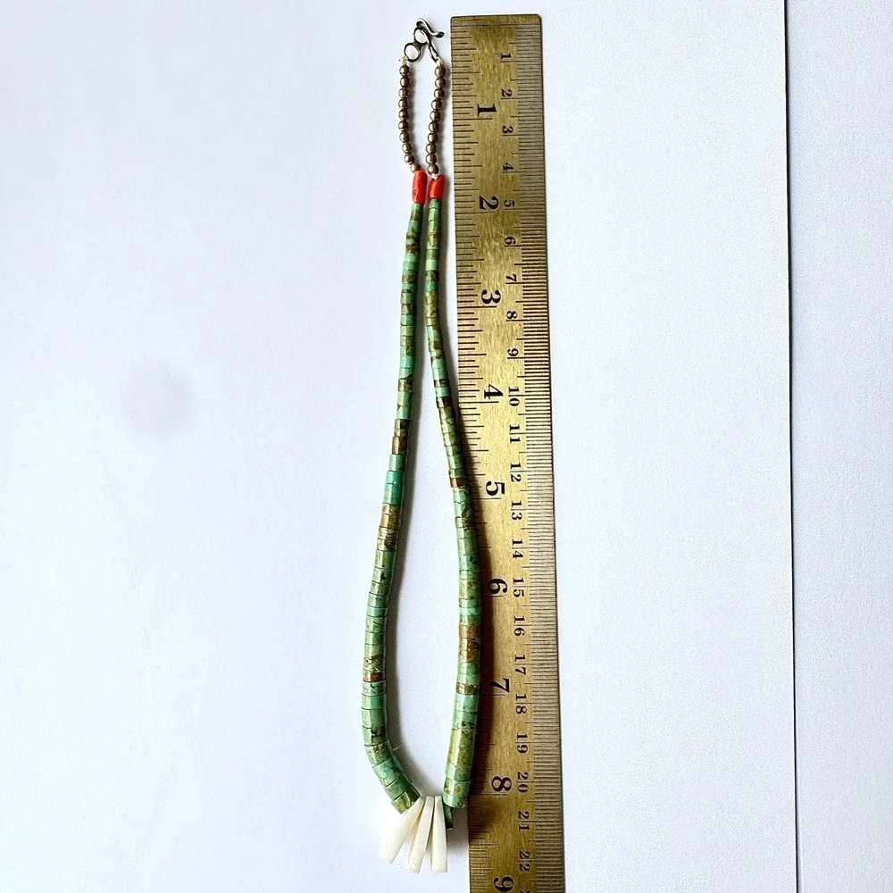 VTG Heishi Necklace Royston‎ Turquoise 17in Graduated Native Santo Domingo Tab